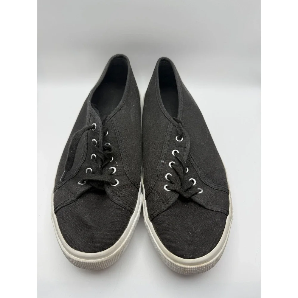 Black Canvas Sneakers Women's Size 9.5 Casual Lace Up Low‎ Top Comfort Shoes